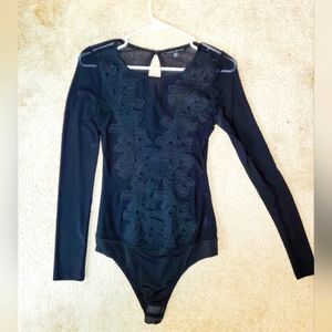 Black flower bodysuit